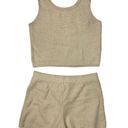 Uniqlo  Beige Tan Two Piece Terry Fleece Activewear Crop Tank & Shorts Set Size M Photo 1