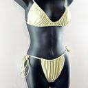 SheIn  Ruched Side Tie String Bikini Two Piece Set Swimsuit Yellow Medium Photo 6