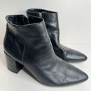 Blondo  Ankle Boots Size 9 Black Leather Pointed Toe Block Heel Booties Photo 1