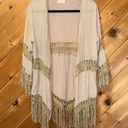 Dreamers  tan hippie boho fringe swim coverup/cardigan Photo 1