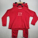 Rae Dunn  Womens Pajama Set Size L Red JOY Holiday Pull On Sweatshirt & Pants NEW Photo 0