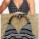 Old Navy  Black White Stripe Halter Tie Underwire Padded Swim Top Swimwear Small Photo 0