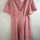 Cinq à Sept  Women's Pink V-Neckline Dorine Pintucked Mini Dress Size 12 Photo 2