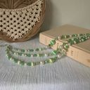 American Vintage Vintage “Sybil” Japan Green Glass Bead Pearl Necklace Three Strand Choker Multi Color Photo 5