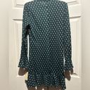 Bebop  medium green dress with bell sleeves. High neck line Photo 11