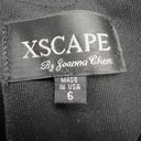 XScape  by Joanna Chen Evening Dress Womens 6 Black Satin Lace Ruched Cocktail Photo 9