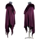 Young USA Knit Poncho Cape Shawl Faux Fur Collar Fringe OSFM Plum Purple NEW! Photo 6