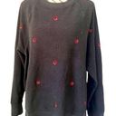 PINK - Victoria's Secret Victoria’s Secret black and red rose fleece sweater Sherpa sweater pullover Photo 0