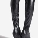 Shoedazzle Black Caviar Faux Leather Platform High Heel Boot Size 8 Over The Knee NEW Photo 1