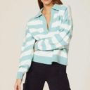 Tanya Taylor  Striped V Neck Collar Maisie Knit Sweater Blue/White Cotton Size M Photo 14