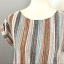 W5  Striped Textured Short Sleeved Top Medium Photo 1