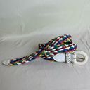 Vintage Braided Woven Leather Belt White Rainbow Colorful Boho 80s 90s Medium Photo 3