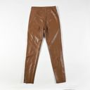 ZARA  Faux Vegan Leather Mid Rise Straight Leg Casual Chocolate Brown Pants S Photo 3