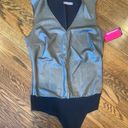 Commando  Faux Leather Deep V Bodysuit in Gunmental Photo 3