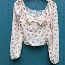 Abound  Woven White Ditsy Floral Bustier Blouse Large NWT Photo 1