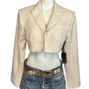 H:ours  Amira Crop Blazer Gray White MEDIUM Bolero Padded Shoulder Designer NEW Photo 4