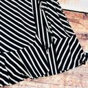 Talbots  Ruffle Knee Length Midi Wrap Skirt Black White Striped Small Stretch Photo 3