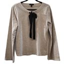 J.Crew NWOT!  Longsleeve Gray Velvet Tie Neck Top M Photo 2