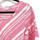 Habitat  Blouse Women's Size Small Linen Asymmetrical Hem Pink White Striped Top Photo 2