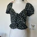 Abound NWOT  Tie Front Puff Sleeve Blouse In Olive Sarma Vintage Daisy Photo 1