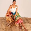 Farm Rio NWT  Mixed Prints Multi-Layered Midi Skirt Photo 7