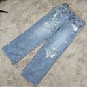 American Eagle  Skater Jeans Wide Leg Rigid Hi-Rise Distressed Patch Me Up Blue 4 Photo 3