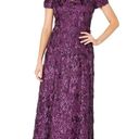 Alex Evenings  Embellished Lace A-Line Gown, Purple Eggplant Size 14 New w/Tag Photo 8