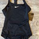 Nike NWT  Swimsuit One Piece Athletic active size Large black Racerback Modest Photo 7