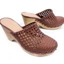 Veronica Beard NEW  Hardie Woven Leather Clogs Hazelwood Brown 8 Boho Earthy Photo 0