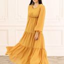 Rachel Parcell  Mustard Yellow Ruffled Tiered Long Sleeve Maxi Dress Textured Photo 13