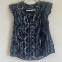 Pilcro  Anthropologie Floral Sleeveless Ruffle Blouse Button Down Photo 1