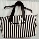 Alice + Olivia  Duffel Bag NWT Black and White Stripes Weekender Tote Photo 1