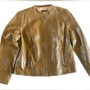 Cole Haan  Collection Lambskin Crocodile Texture Leather Jacket Size Large Photo 0