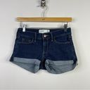 Abercrombie & Fitch Abercrombie Fitch Low rise cuffed denim jean shorts dark Wash stretch women 0 25 Photo 26