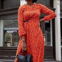 Hunter Bell  Orange Black Animal Print Lawton Polka Dot Ruched Dress Size 0 Photo 0