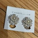 Charter Club Silver Tone Faux Pearl & Rhinestone Cluster Earrings Butterfly Photo 1