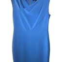 DKNY  Blue dress w asymmetrical neck and 19" accent metal zipper Photo 4