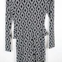 Cache  Small Dress Black White Diamond Print Knee Length Belted Long Sleeve 207 Photo 1