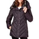 London Fog  Black Winter Puffer Faux Fur Trim Collar Hooded Jacket Parka size S Photo 12