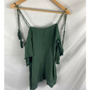 City Chic  Cold Shoulder Tassel Tie Crinkle Blouse - Green Size 16 Photo 3