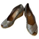 Ralph Lauren Lauren  Silver Silk Crisscross Peep Toe Espadrille Cecilia Wedges 8 Photo 0