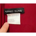 Alfred Sung  Sz 0 V Neck Jersey Mikado Burgundy 3/4 Sleeve Belted Gown D736 NWT Photo 2