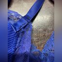 Vanity Fair Vintage  Beautiful Cobalt blue slip with lace trim with pleaded Photo 7