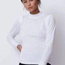 Monrow Women's Mock Neck Shirred White Long Sleeve Top Size S Photo 0