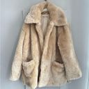 Free People  Tan Pretty Perfect Faux Fur Peacoat S Photo 3