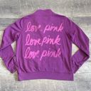 PINK - Victoria's Secret  Quarter Zip Pullover Sweatshirt Women L Purple Pink Pocket Photo 7