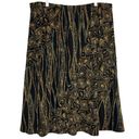 Coldwater Creek Vintage  Stretchy Midi Abstract Skirt Black Gold Blue Photo 0