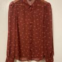 Modcloth  Red Kiss Lips Button Up Semi Sheer Blouse Shirt Size Large Photo 0