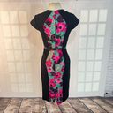 Tracy Reese  black sheath dress with silk pink floral center panel size 4 Photo 4