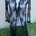 Frederick's of Hollywood Medium black lace tie up long lingerie gown Photo 0